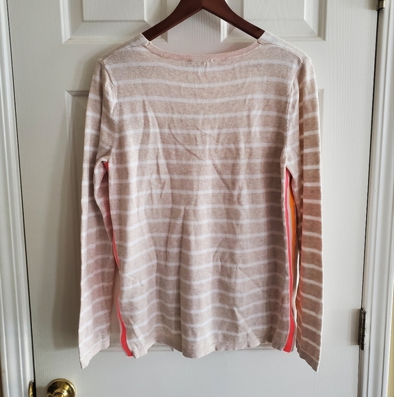 Vineyard Vines Womens Side Seam Pop Stripe V-Neck Long Sleeve Sweater in M - Picture 2 of 4